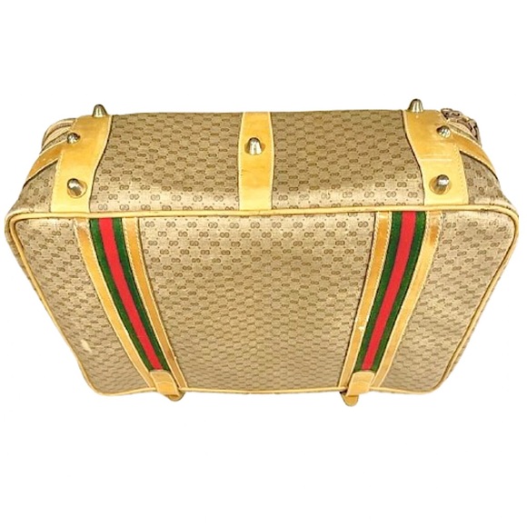 GUCCI Micro GG Sherry Line Soft Sided Canvas and Leather Suitcase Vintage